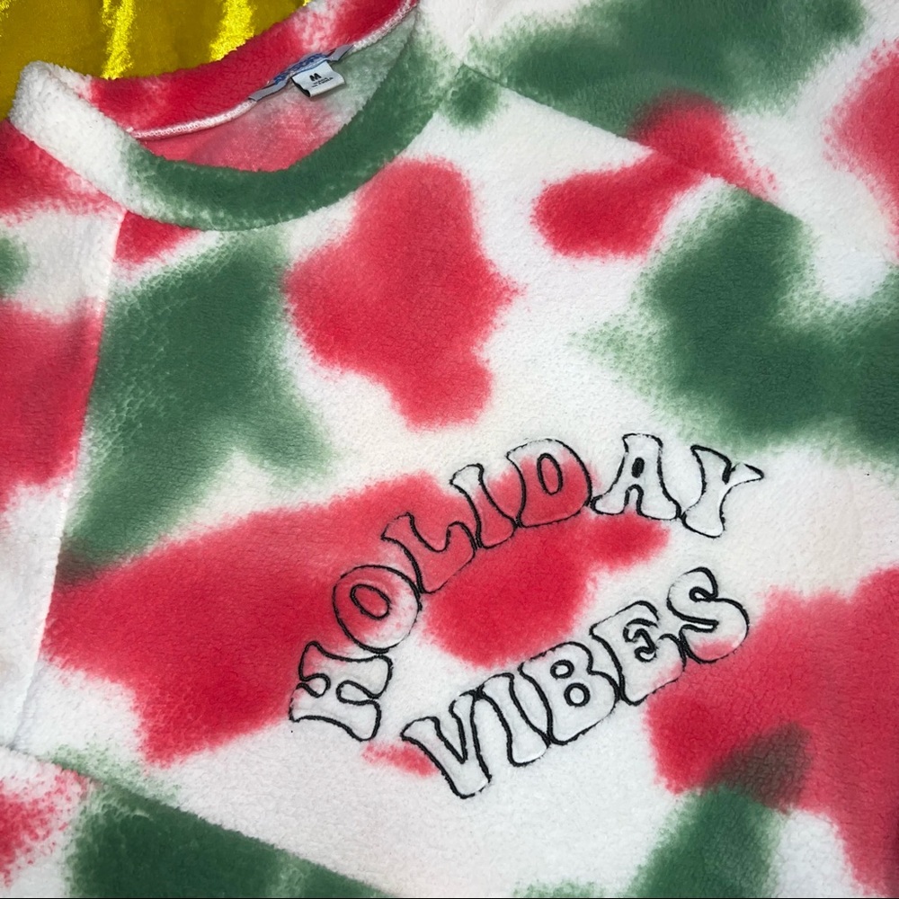 Holiday Vibes Tye Dye Plush Sweater